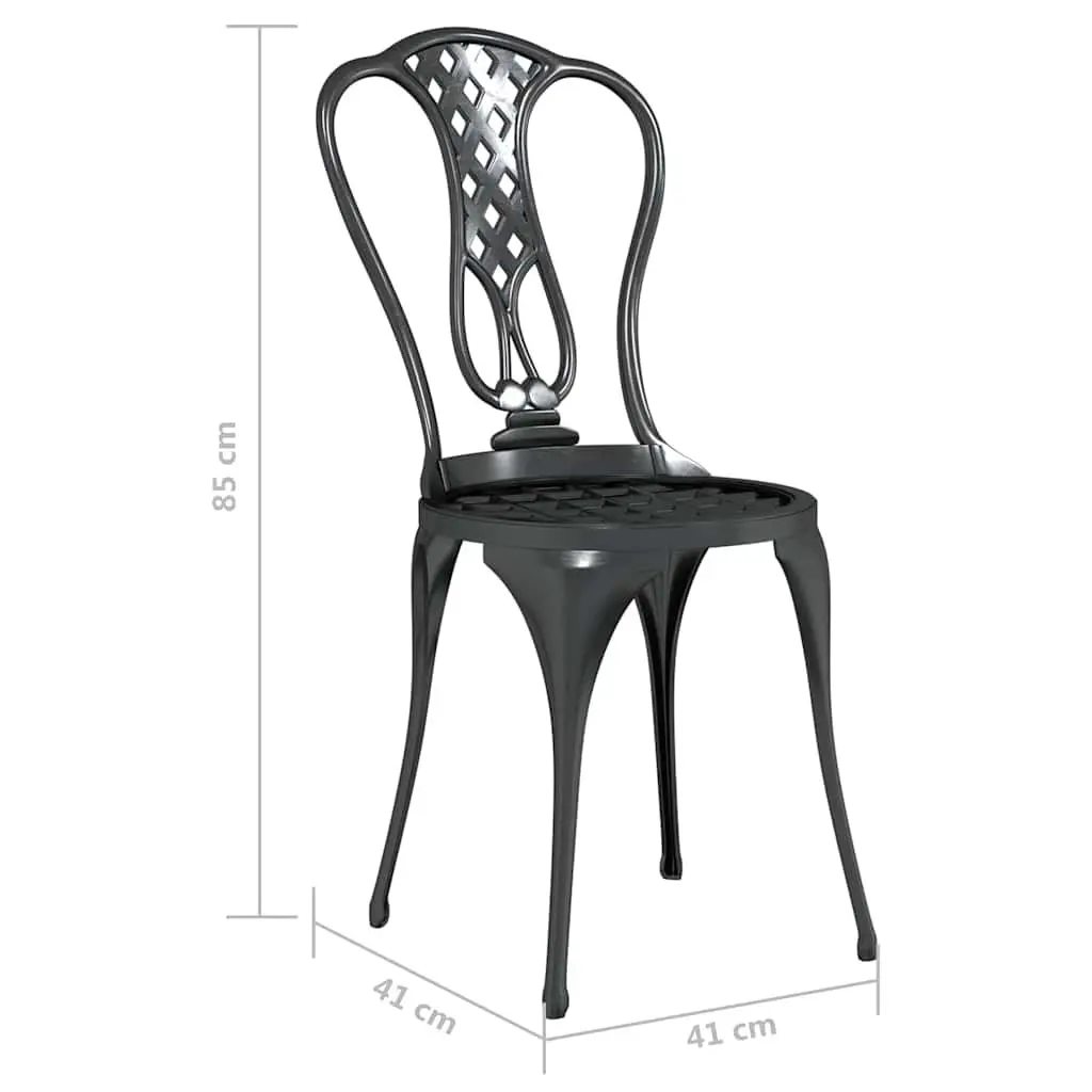 3 Piece Bistro Set Outdoor Patio Garden Furniture Cast Aluminium Black Floral