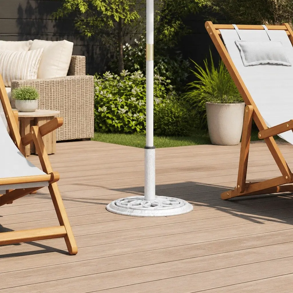 Umbrella Base Heavy Duty White Cast Iron 44 x 44 x 31 cm