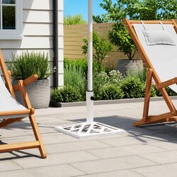 Umbrella Base White 44x44x31cm Cast Iron Outdoor Garden Patio Stand Heavy Duty
