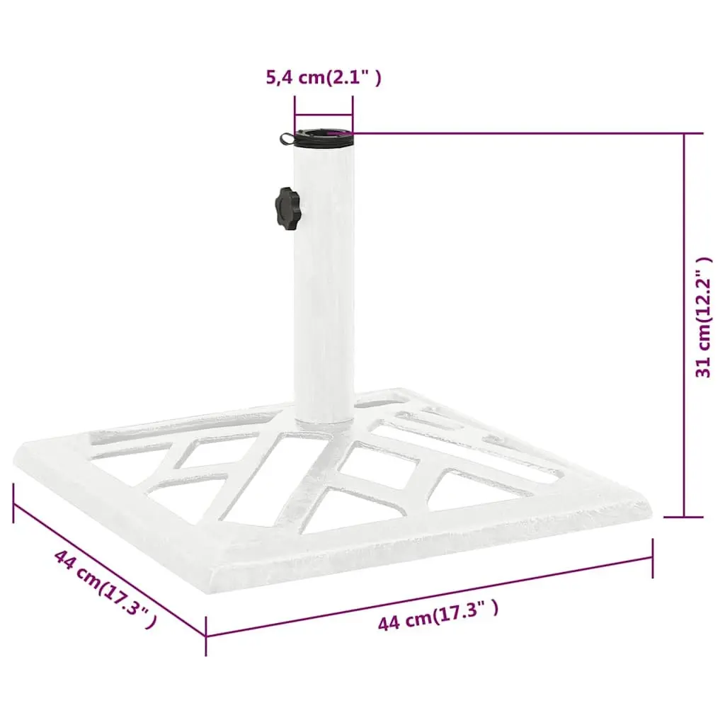 Umbrella Base White Cast Iron 44x44x31cm Heavy Duty Outdoor Garden Patio Stand