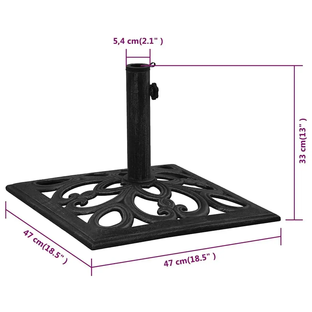 Umbrella Base Cast Iron Black Heavy Duty 47 x 47 x 33 cm