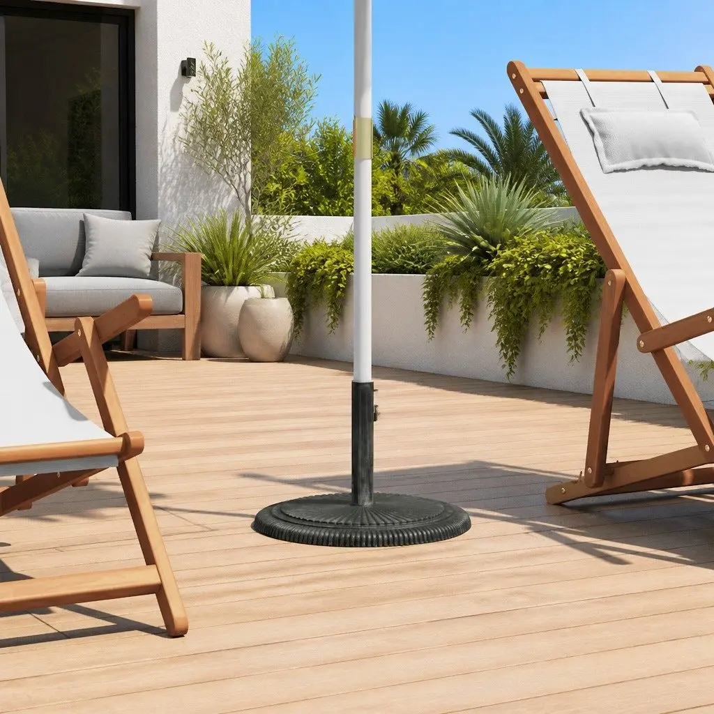 Umbrella Base Cast Iron Garden Outdoor Parasol Stand Green 45x45x30cm