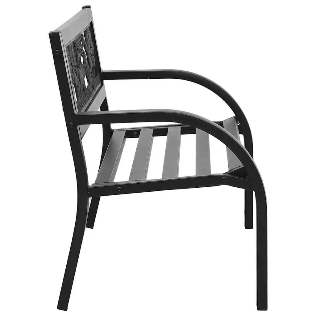 Children Garden Bench 86cm Outdoor Seating Steel Frame Black Backrest