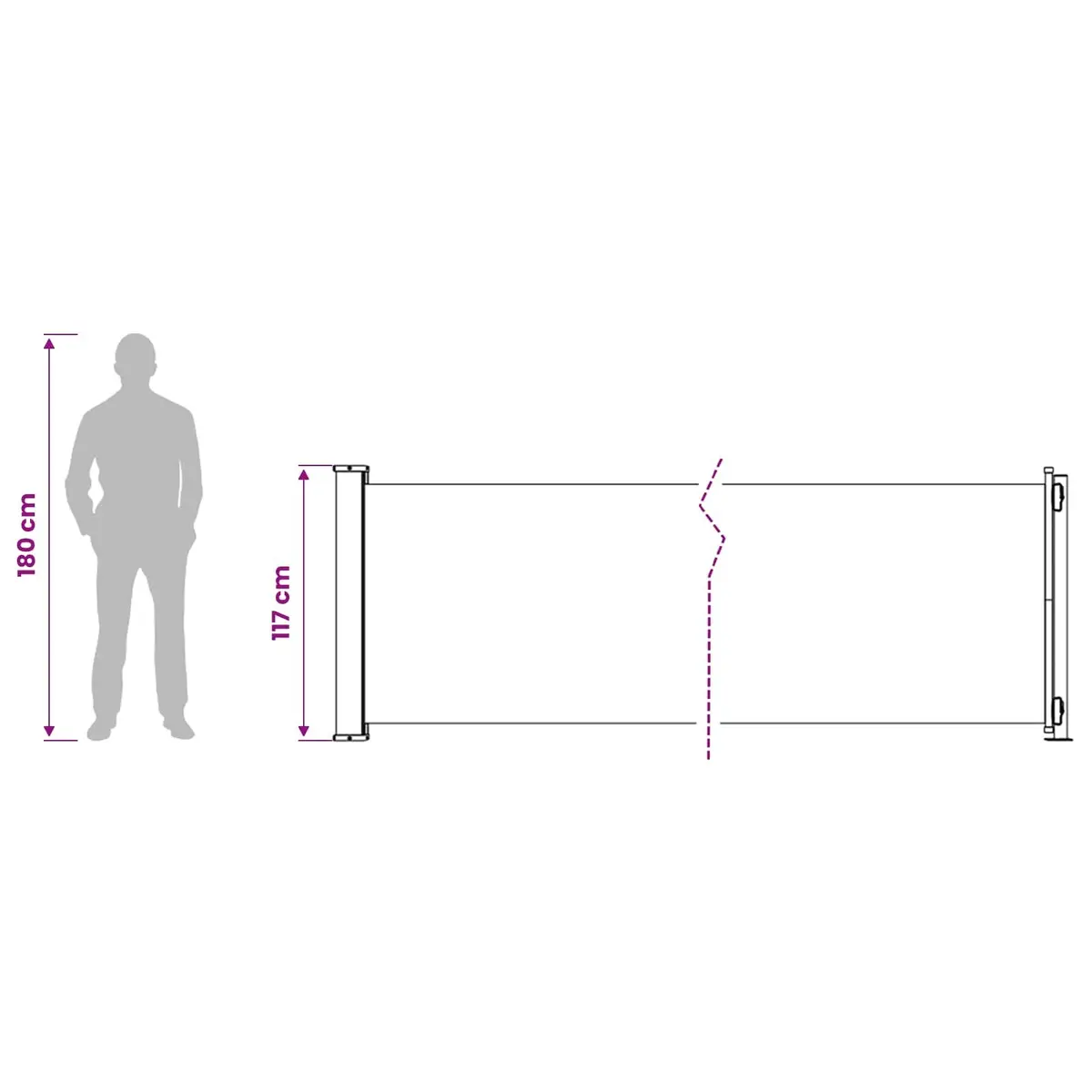 117x600cm Retractable Side Awning