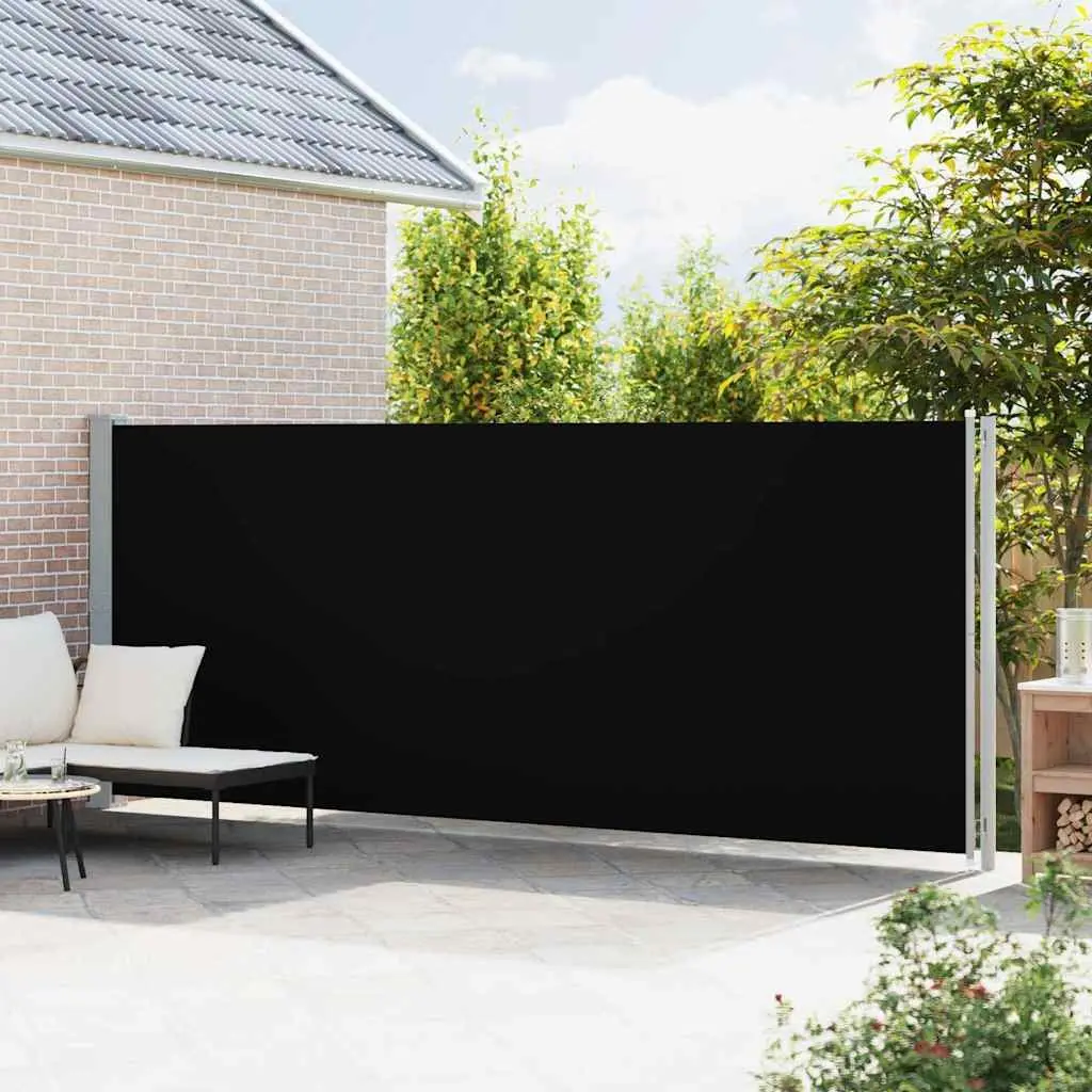 Retractable Side Awning Black 180x600cm Outdoor Garden Shade Screen