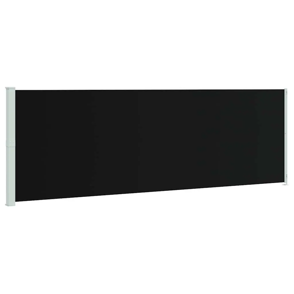 Patio Retractable Side Awning 200x600 cm Black Outdoor Sunshade Privacy Screen