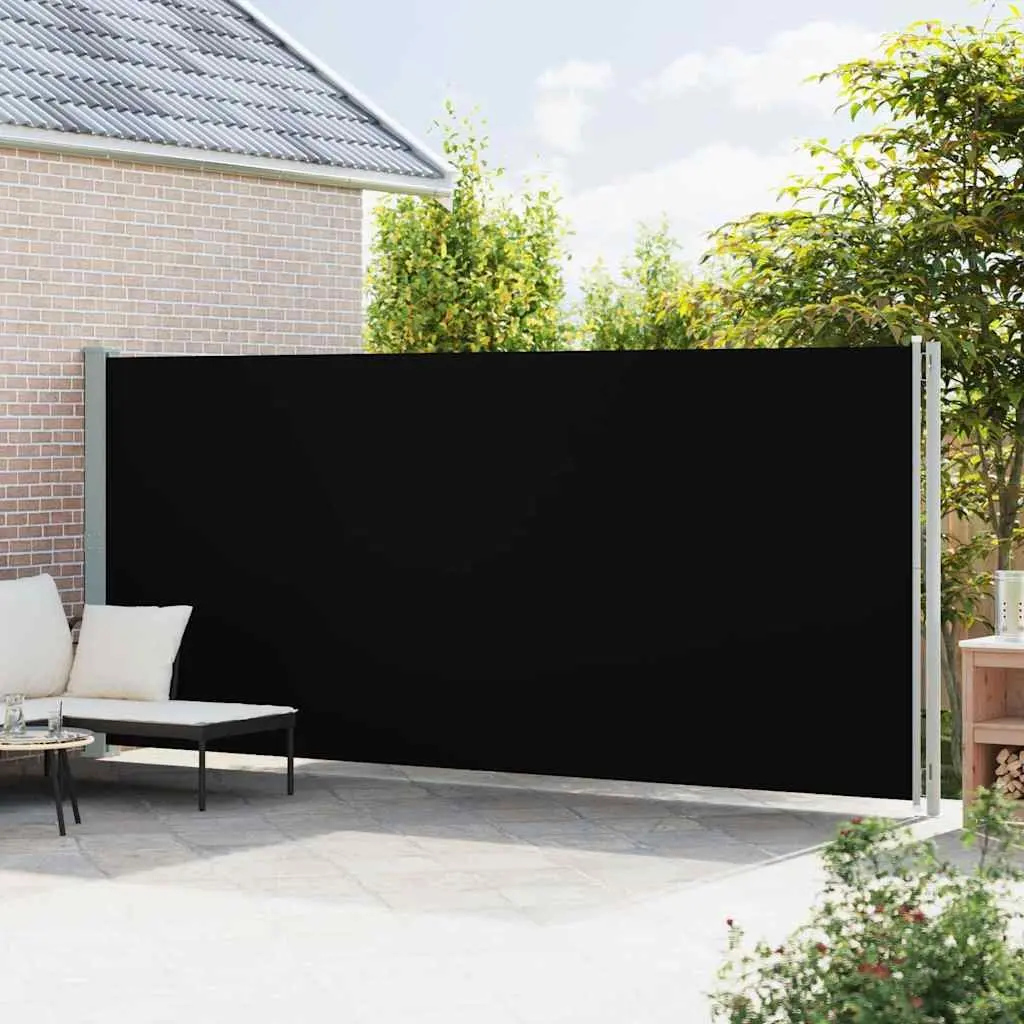 Patio Retractable Side Awning 200x600 cm Black Outdoor Sunshade Privacy Screen