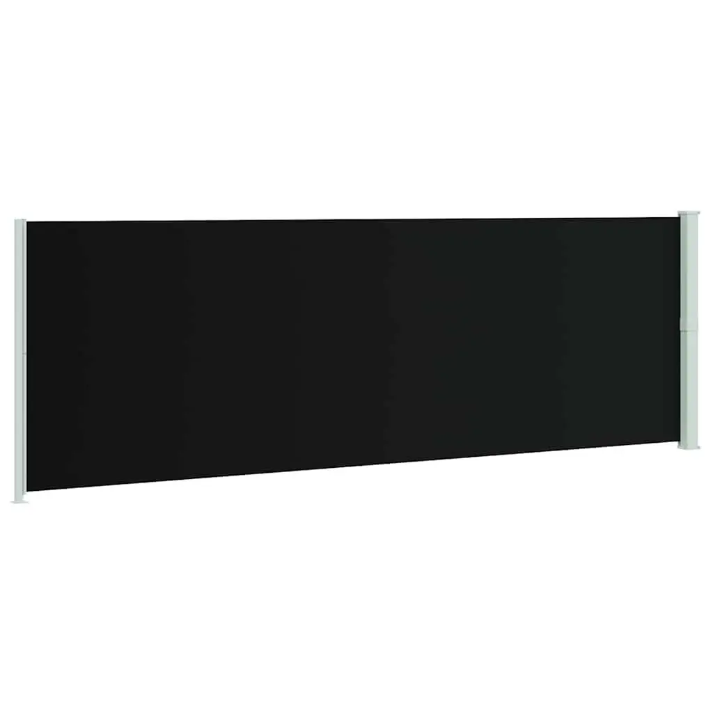 Patio Retractable Side Awning 200x600 cm Black Outdoor Sunshade Privacy Screen