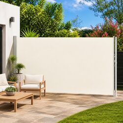 Patio Retractable Side Awning 200x600 cm Cream Privacy Screen Outdoor Shade