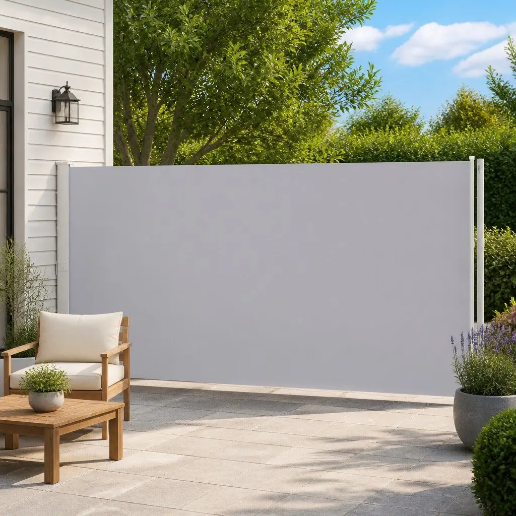 Patio Retractable Side Awning 200x600 cm Grey Outdoor Sunshade Screen