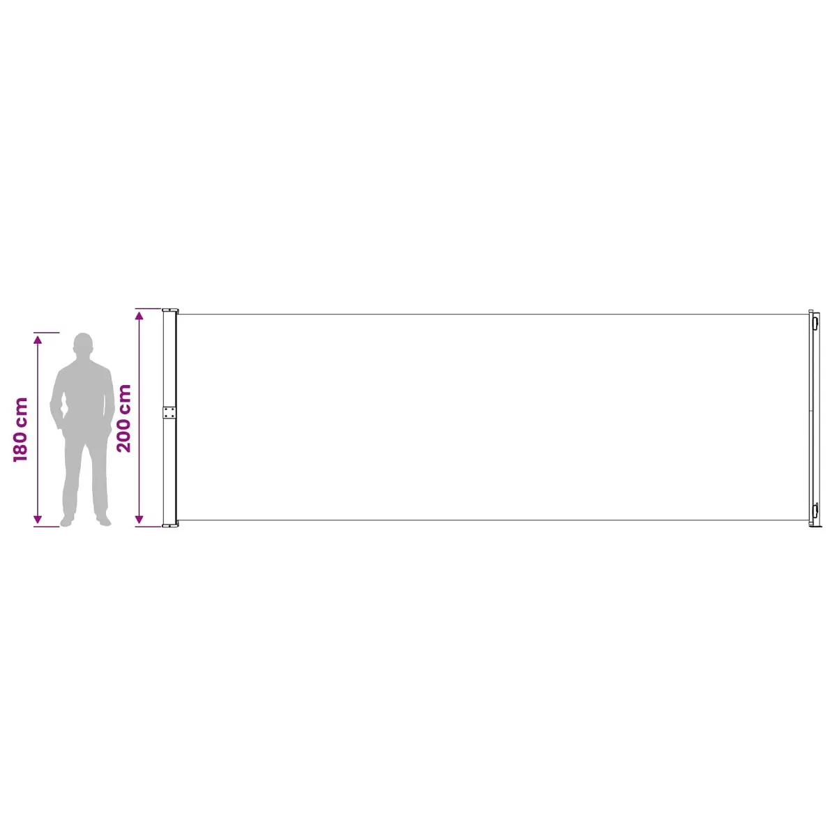 Patio Retractable Side Awning 200x600 cm Grey Outdoor Sunshade Screen