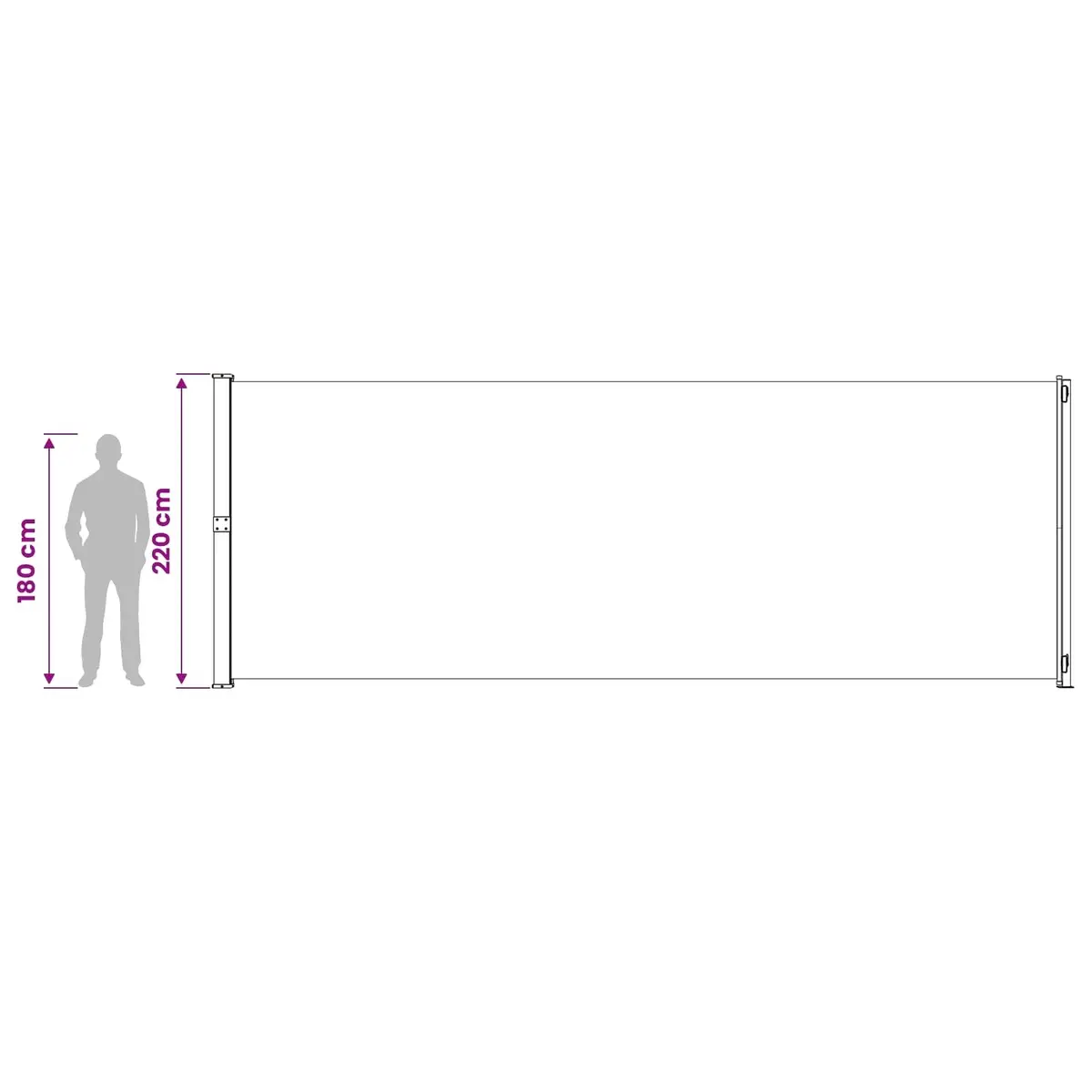 Patio Retractable Side Awning 220x600 cm Outdoor Privacy Screen Sunshade Cream