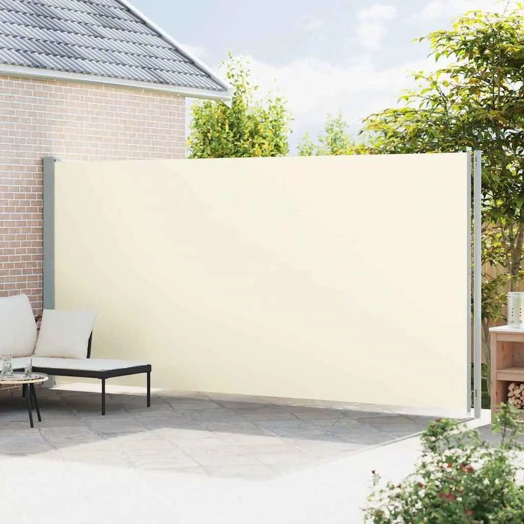 Patio Retractable Side Awning 220x600 cm Outdoor Privacy Screen Sunshade Cream
