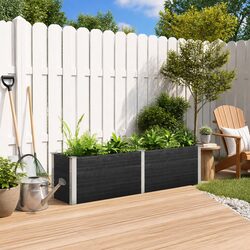 Garden Raised Bed Planter 200x50x54 cm Outdoor Flower Plant Box Grey