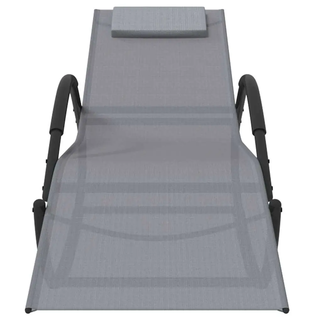 Rocking Sun Lounger Grey Ergonomic Textilene Mesh Outdoor Chair