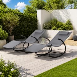 Enjoy Outdoor Comfort with Rocking Sun Loungers 2 pcs