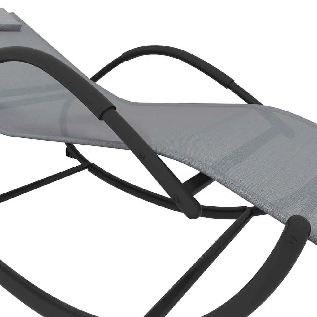 Sun Loungers Rocking Chair Grey 2pc Set Outdoor Garden Relaxation Swing Lounger
