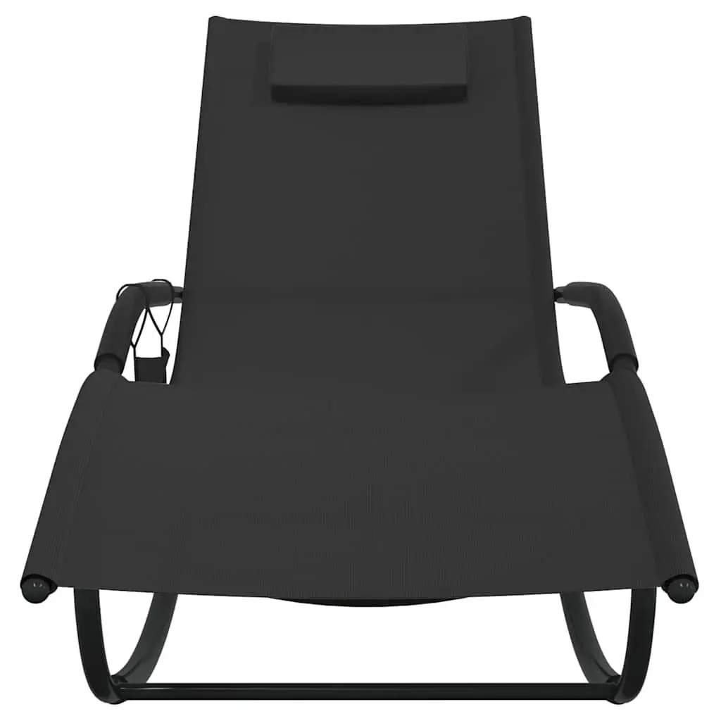 Rocking Sun Loungers 2 pcs Black Steel Textilene Outdoor Seating