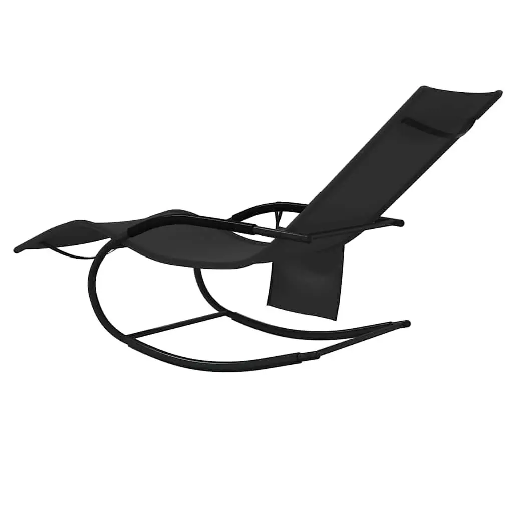 Rocking Sun Loungers 2 pcs Black Steel Textilene Outdoor Seating