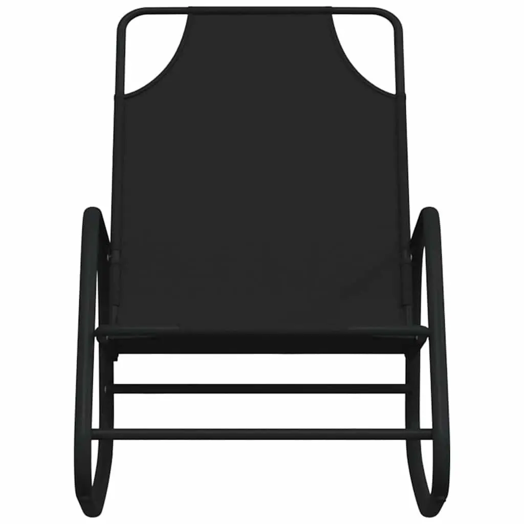 Rocking Sun Lounger Chair 2 pcs Black Steel Textilene Mesh Outdoor Furniture