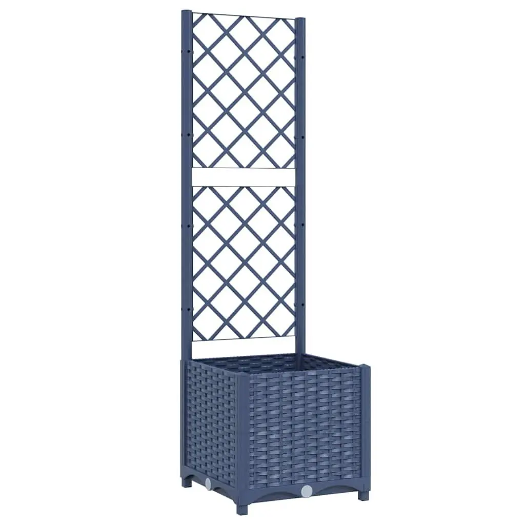 Garden Planter with Trellis Grey 40x40x136cm