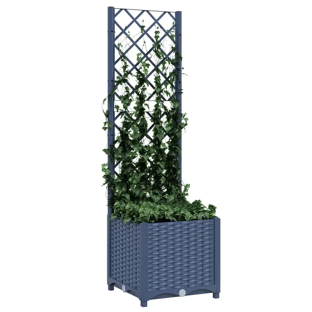 Garden Planter with Trellis Grey 40x40x136cm