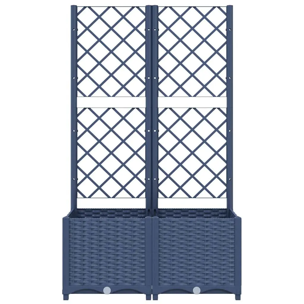 Garden Planter with Trellis Grey 80 x 40 x 136 cm Outdoor Climbing Plants Support Flower Pot