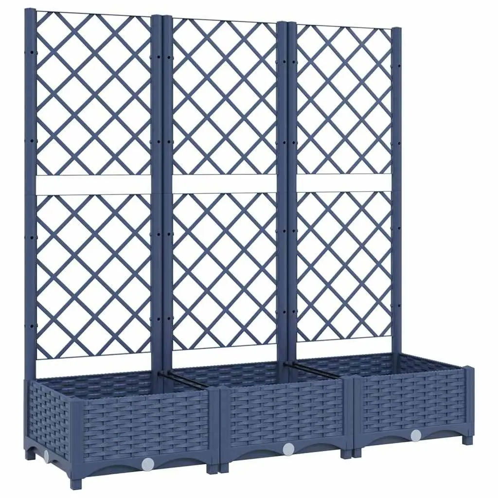 Garden Planter with Trellis Grey 120x40x121.5cm