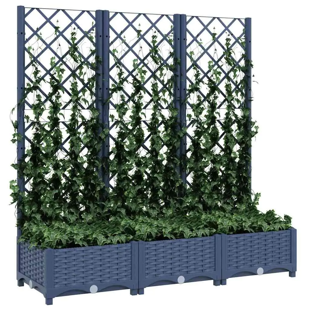 Garden Planter with Trellis Grey 120x40x121.5cm