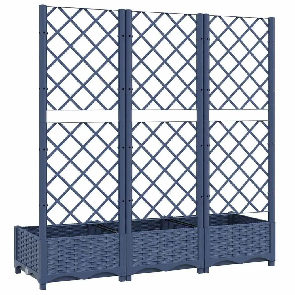 Garden Planter with Trellis Grey 120x40x121.5cm