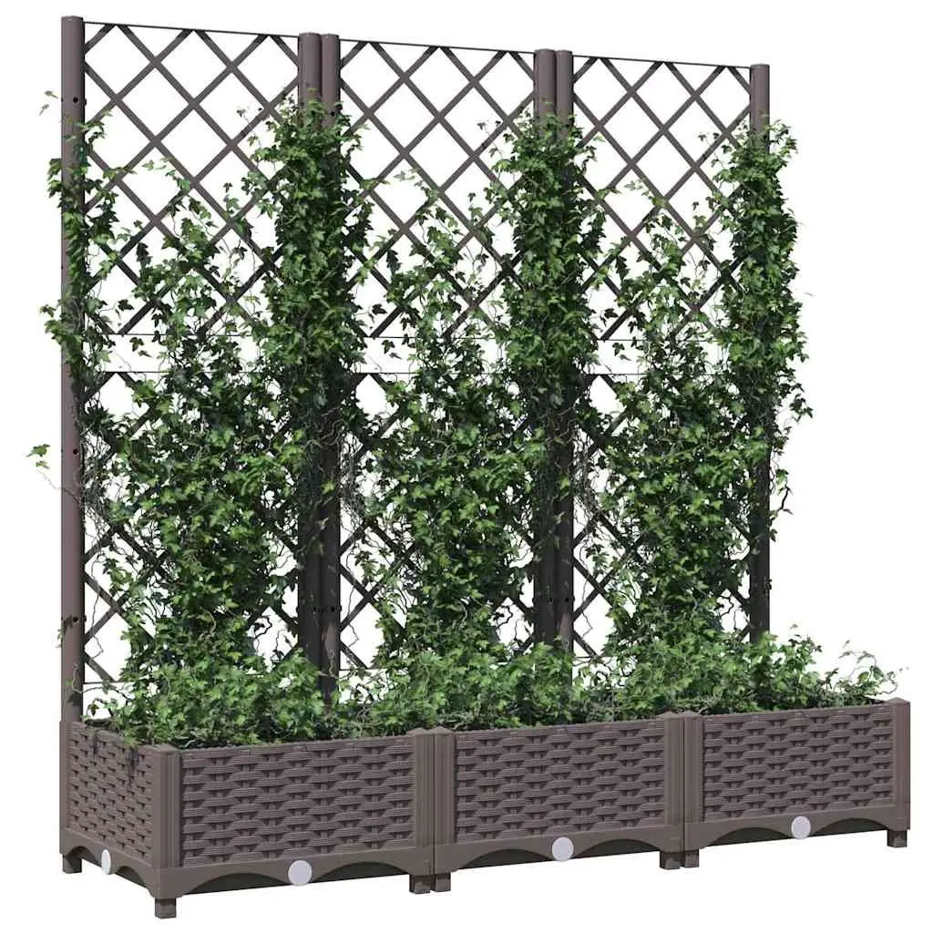 Garden Planter with Trellis Weather-resistant Brown 120 x 40 x 121.5 cm