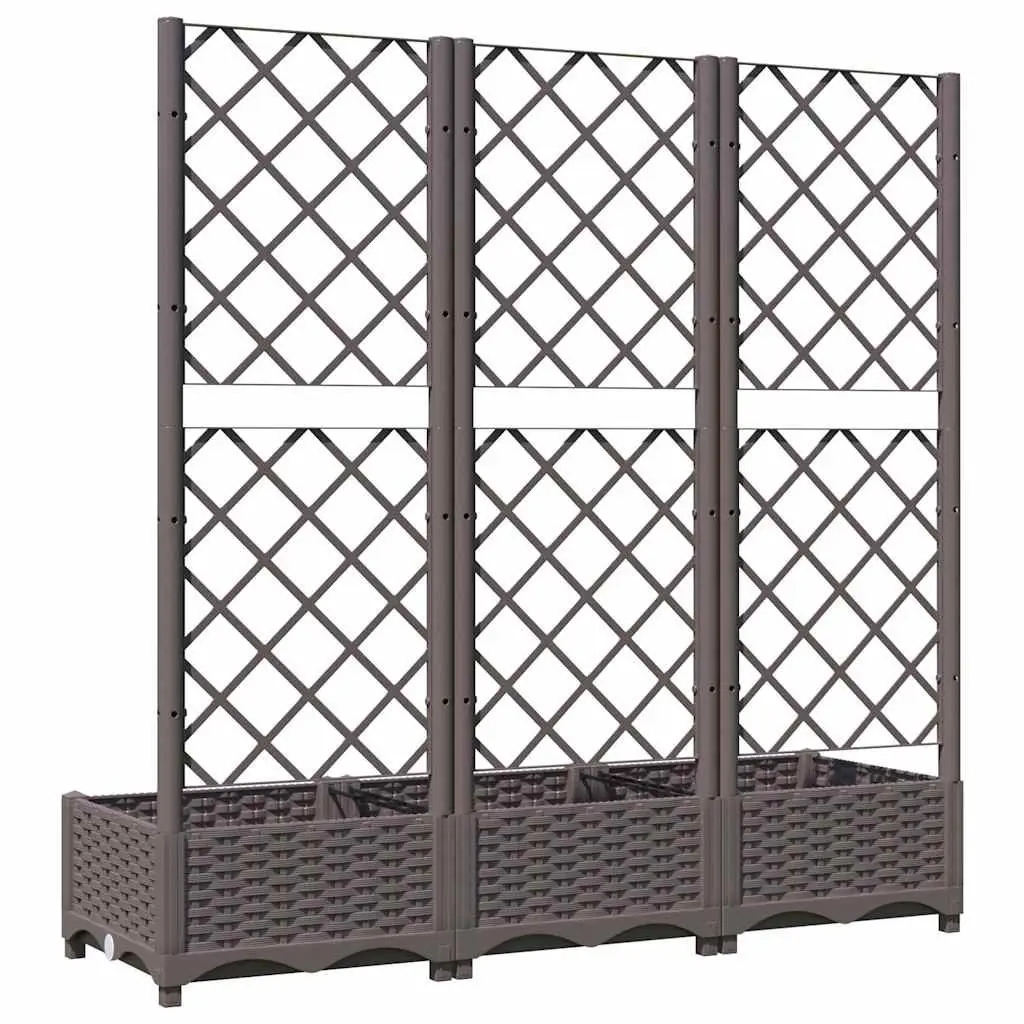 Garden Planter with Trellis Weather-resistant Brown 120 x 40 x 121.5 cm