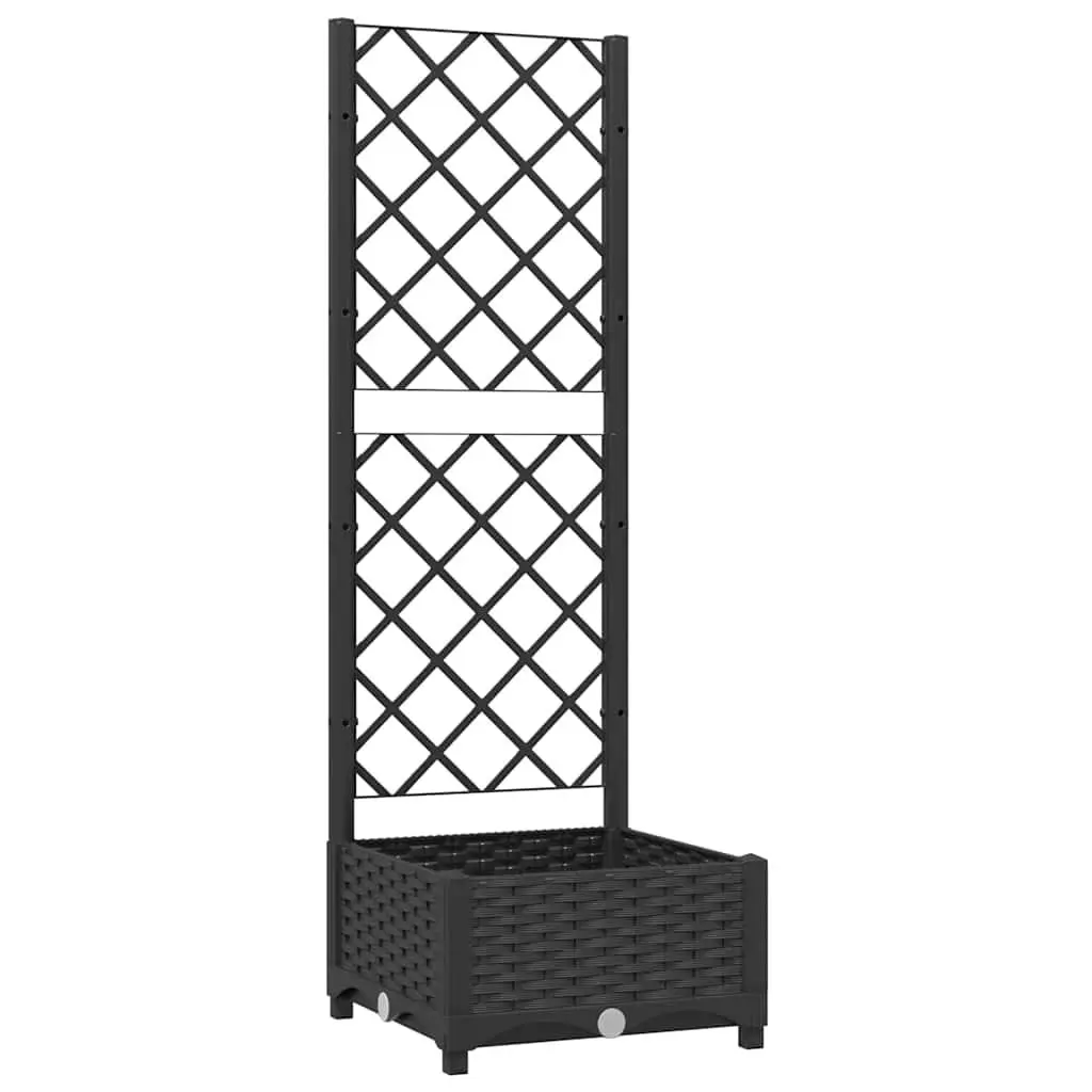 Garden Planter with Trellis Black Outdoor Planter Box 40 x 40 x 121.5 cm