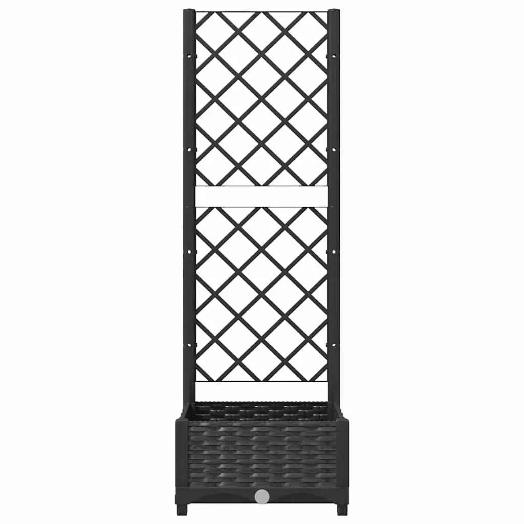 Garden Planter with Trellis Black Outdoor Planter Box 40 x 40 x 121.5 cm