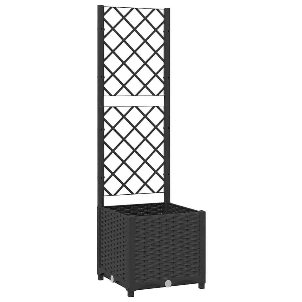 Garden Planter with Trellis Black 40x40x136cm