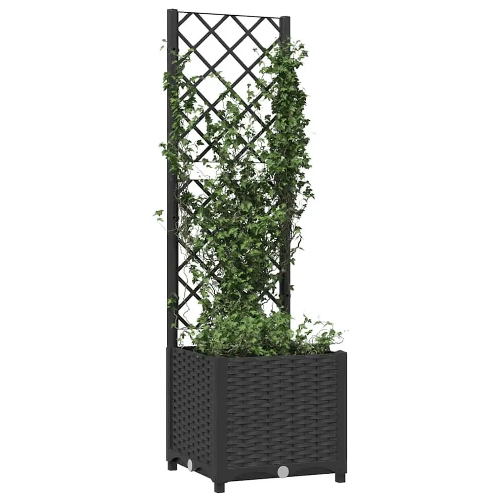Garden Planter with Trellis Black 40x40x136cm