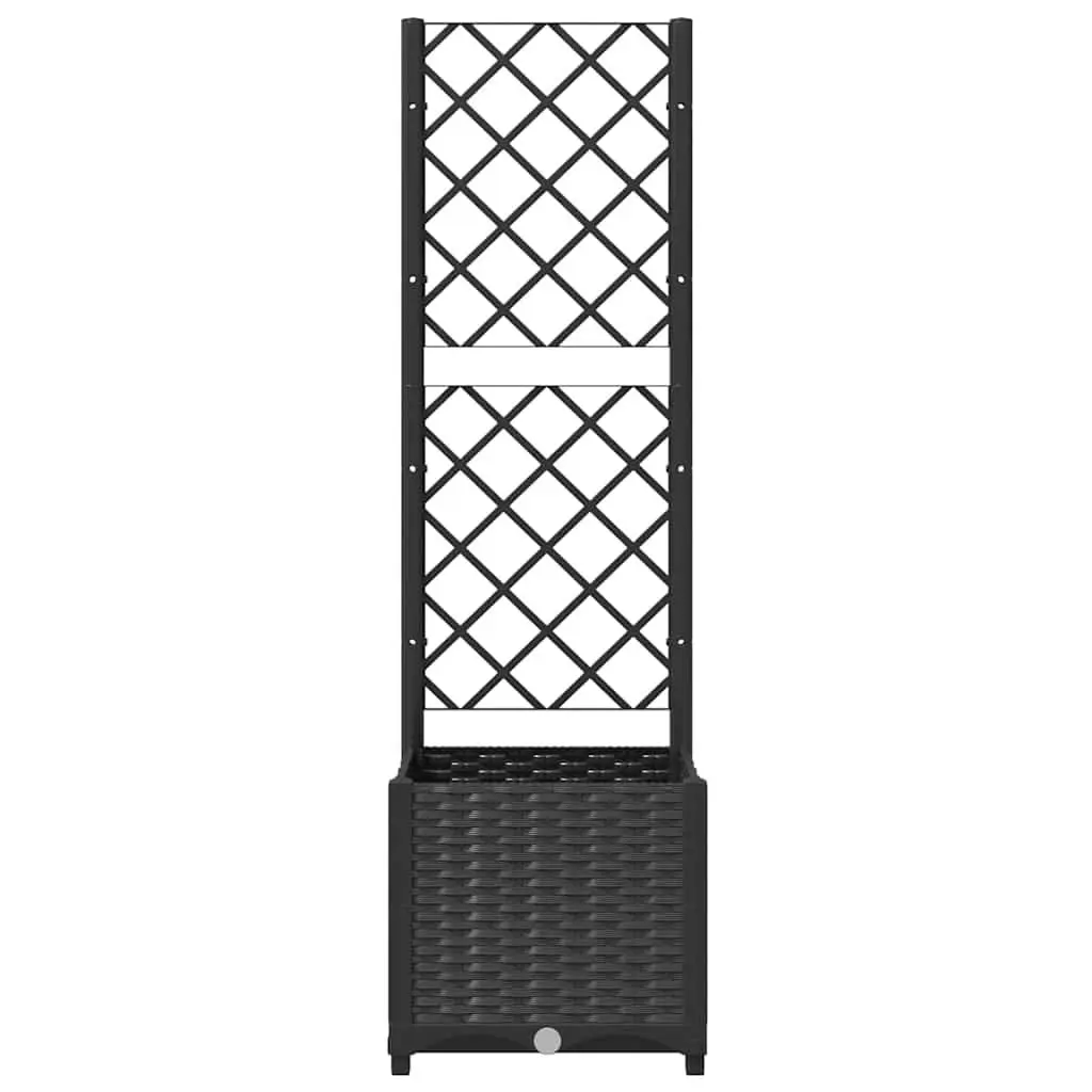 Garden Planter with Trellis Black 40x40x136cm