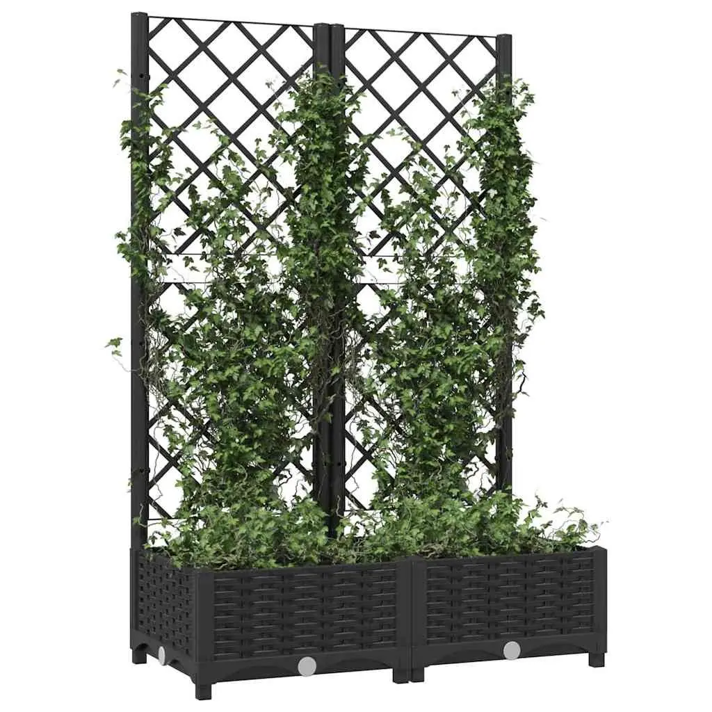 Garden Planter with Trellis Black 80 x 40 x 121.5 cm Outdoor Climbing Plants Support