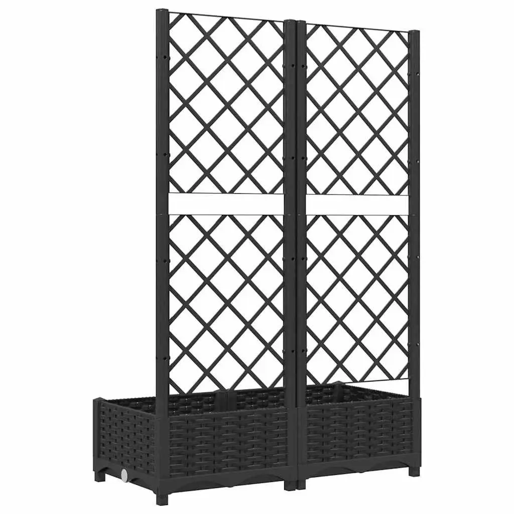 Garden Planter with Trellis Black 80 x 40 x 121.5 cm Outdoor Climbing Plants Support