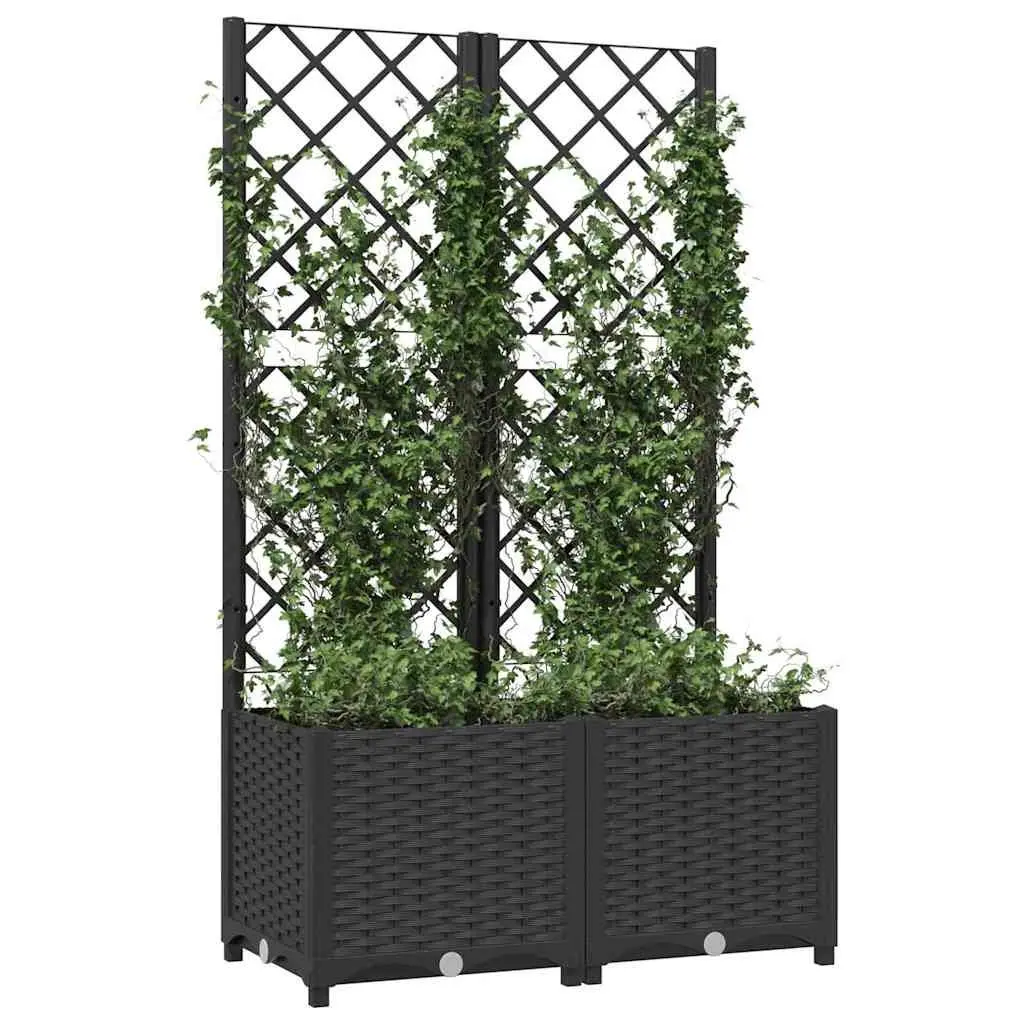 Garden Planter with Trellis Weather-Resistant Black 80x40x136cm