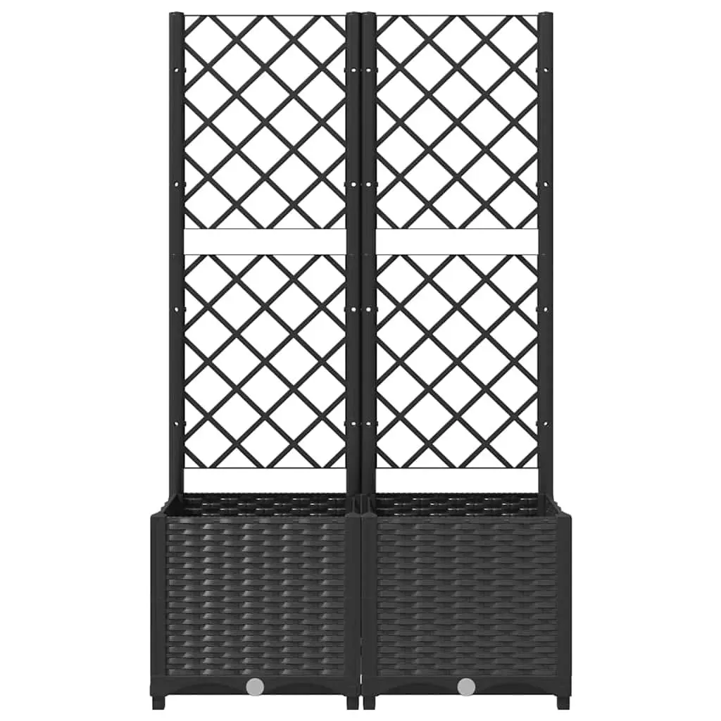 Garden Planter with Trellis Weather-Resistant Black 80x40x136cm
