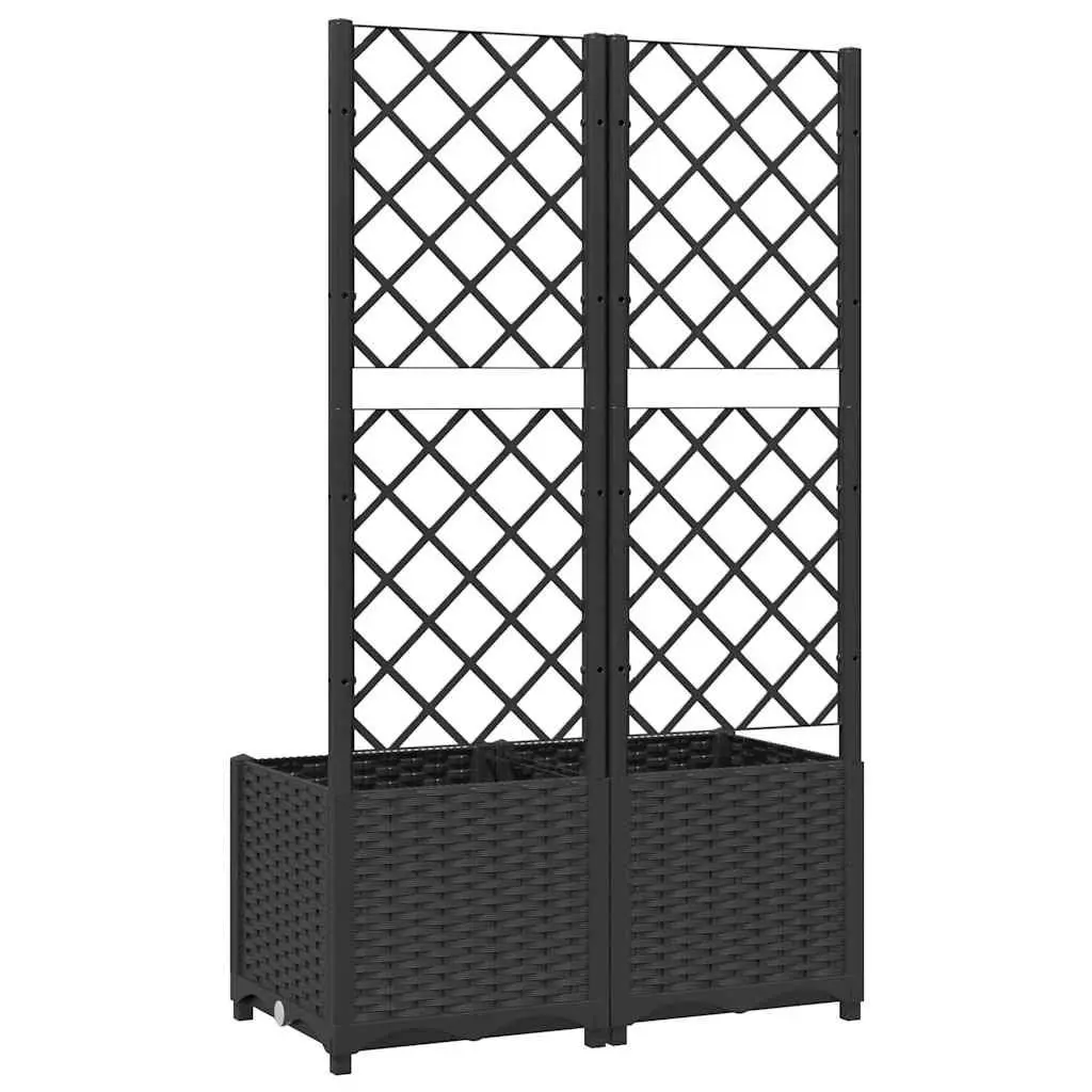Garden Planter with Trellis Weather-Resistant Black 80x40x136cm