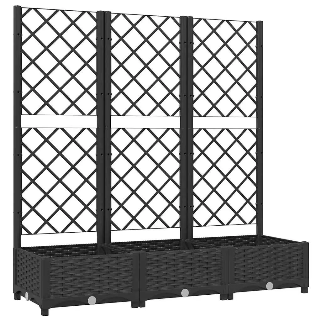 Garden Planter with Trellis Black 120 x 40 x 121.5 cm Outdoor Flower Pot Climbing Plant Support