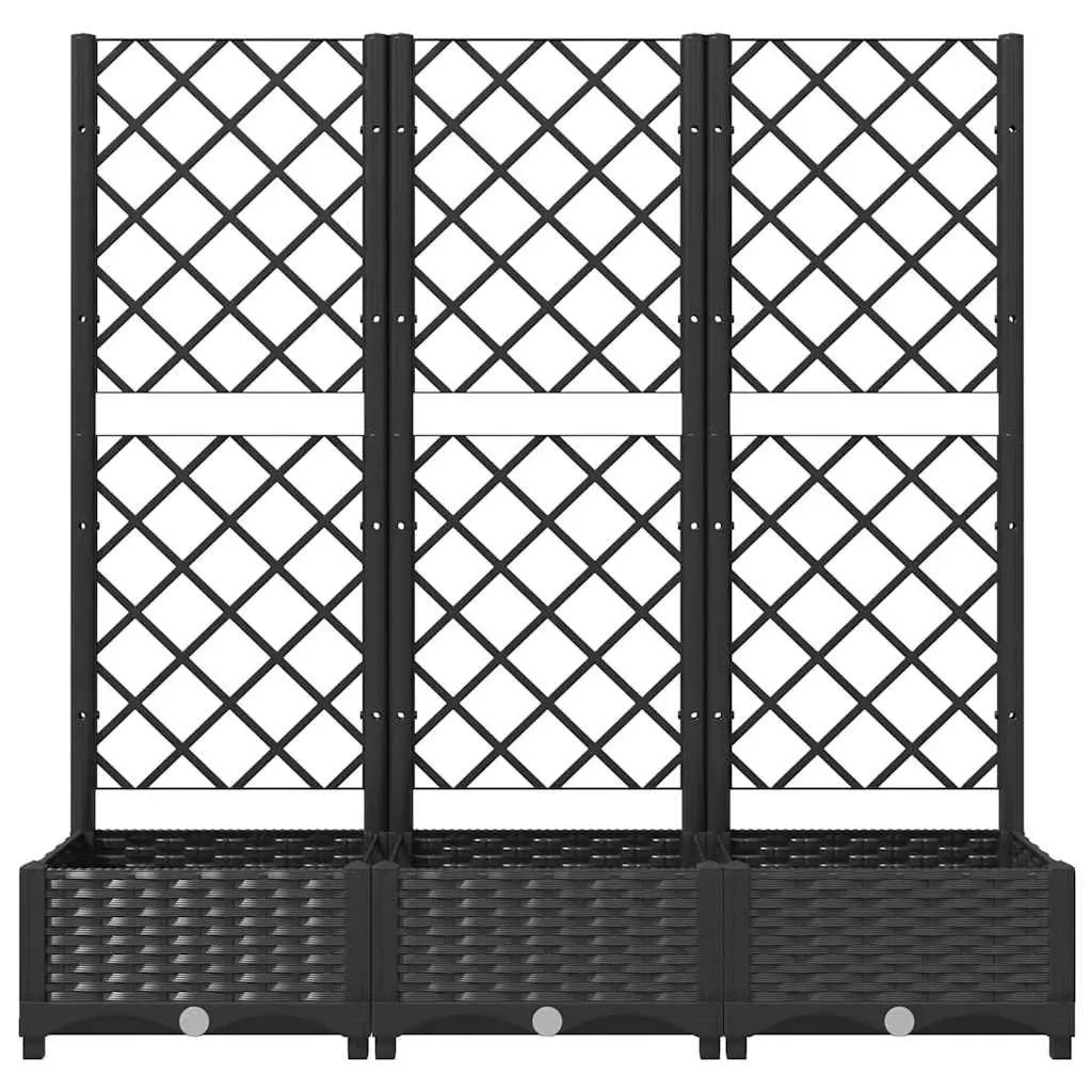 Garden Planter with Trellis Black 120 x 40 x 121.5 cm Outdoor Flower Pot Climbing Plant Support