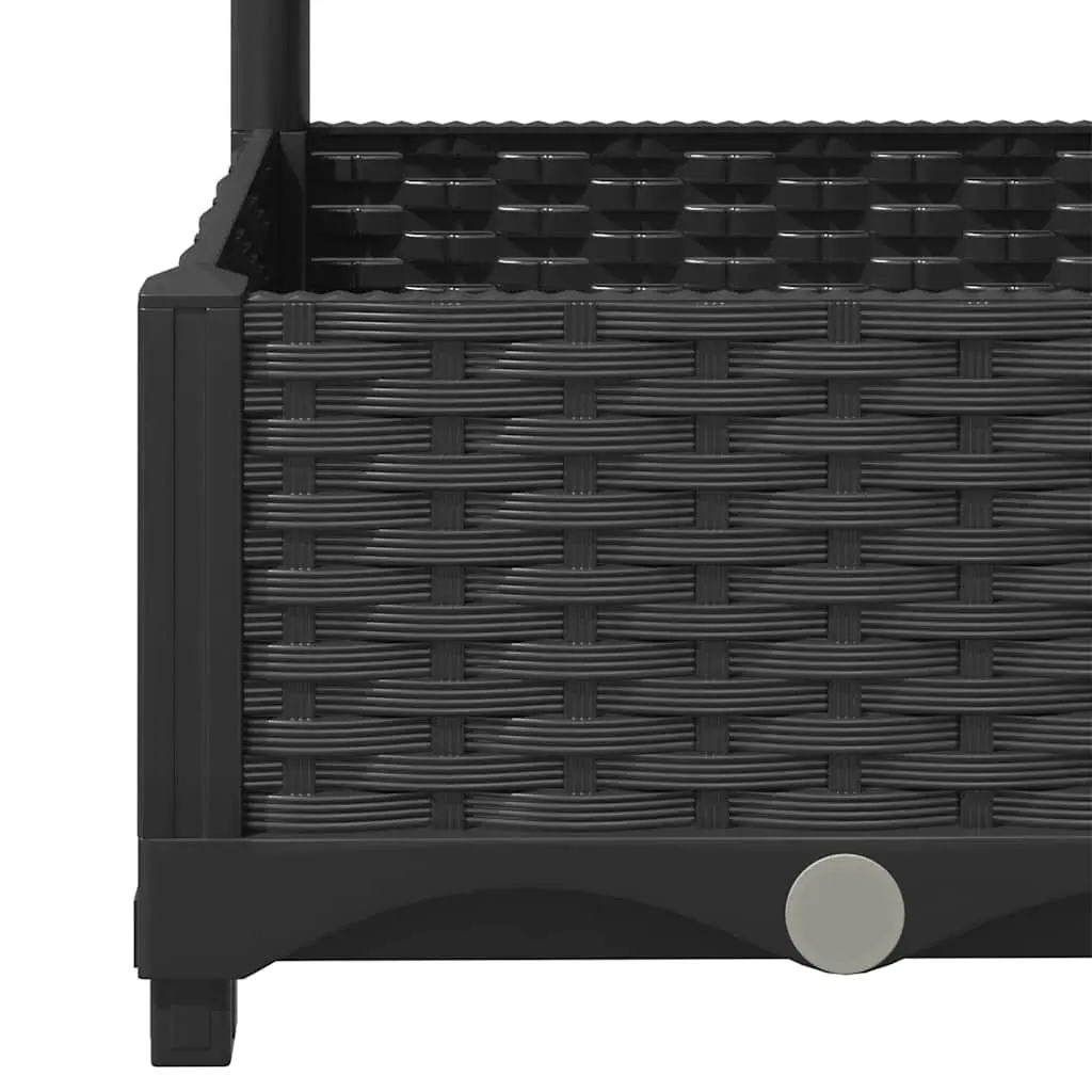 Garden Planter with Trellis Black 120 x 40 x 121.5 cm Outdoor Flower Pot Climbing Plant Support