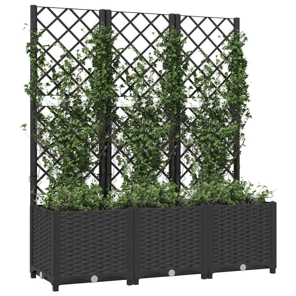 Garden Planter with Trellis Black 120x40x136cm Raised Planter for Climbing Plants