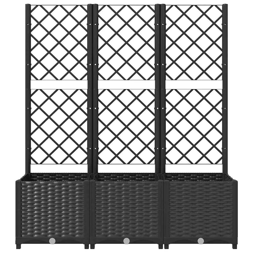 Garden Planter with Trellis Black 120x40x136cm Raised Planter for Climbing Plants