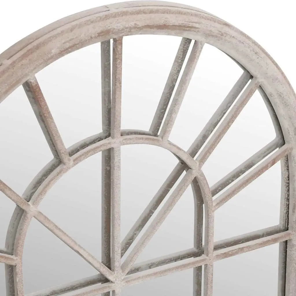 Garden Mirror Outdoor Decor Wall Mount Cream Iron Frame 90x45cm Antique Effect