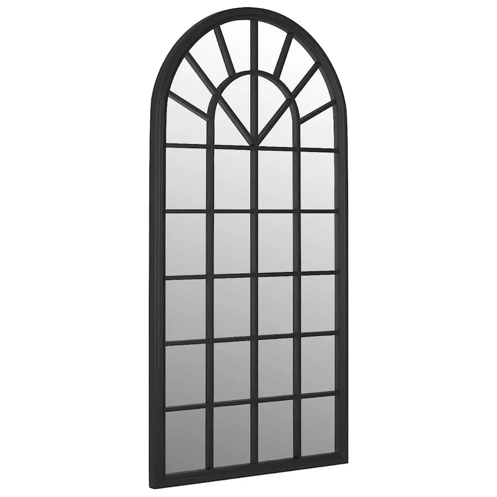 Garden Mirror Black Rust Effect Iron 90x45 cm Outdoor Wall Mounted Decorative
