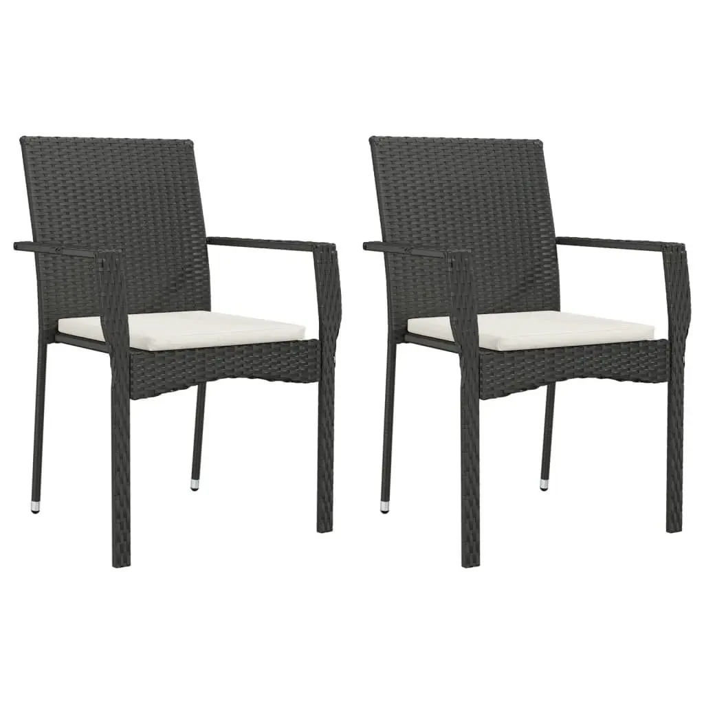 Garden Dining Set Black Poly Rattan 3 Piece Outdoor Patio Furniture